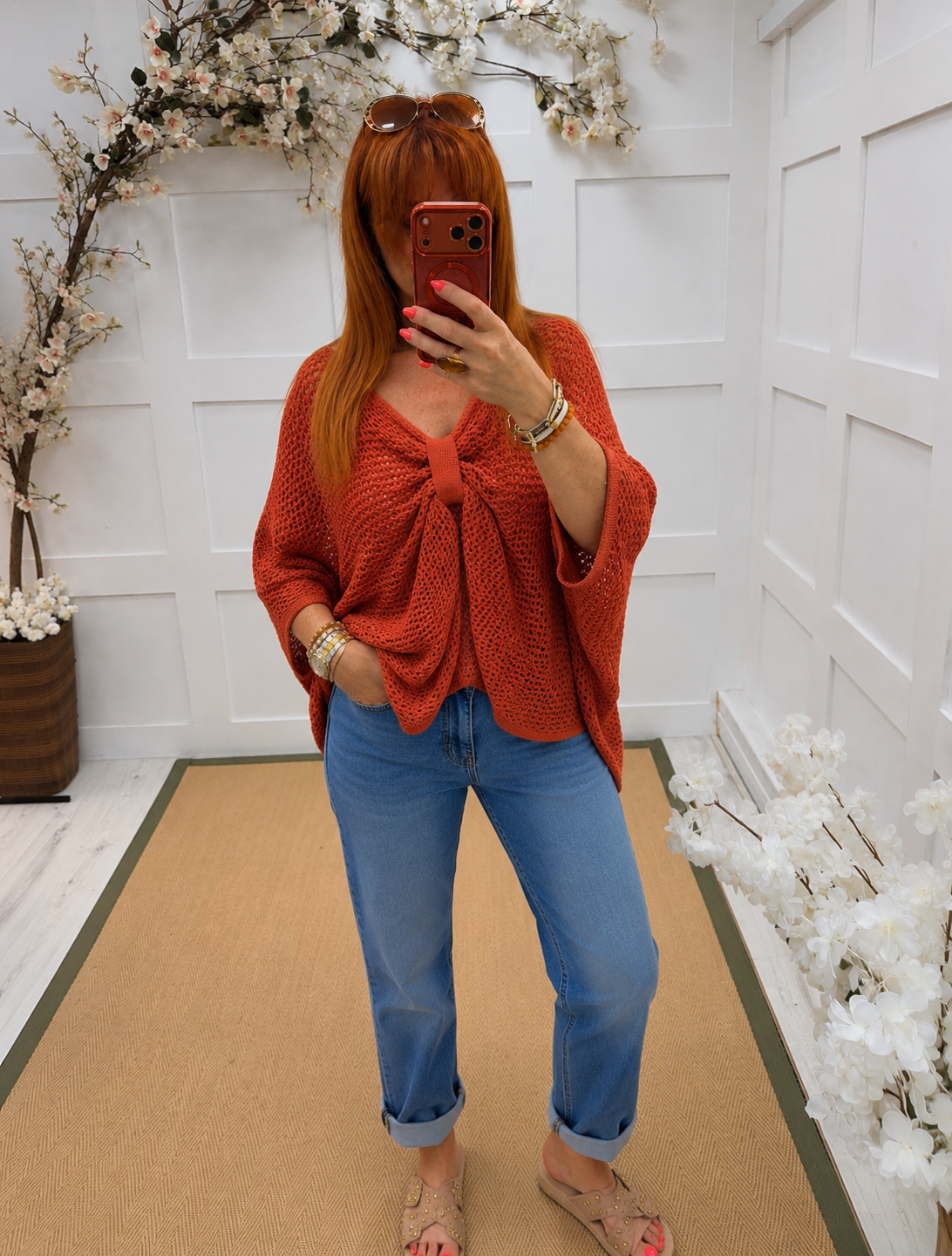 Jamie: 3 way open knit wrap top. Free size: Various colours