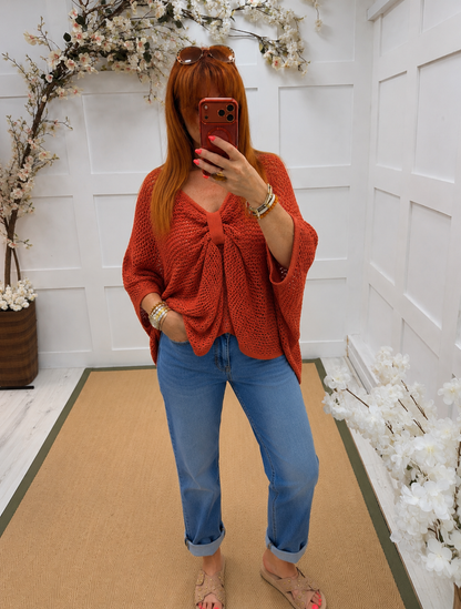Jamie: 3 way open knit wrap top. Free size: Various colours