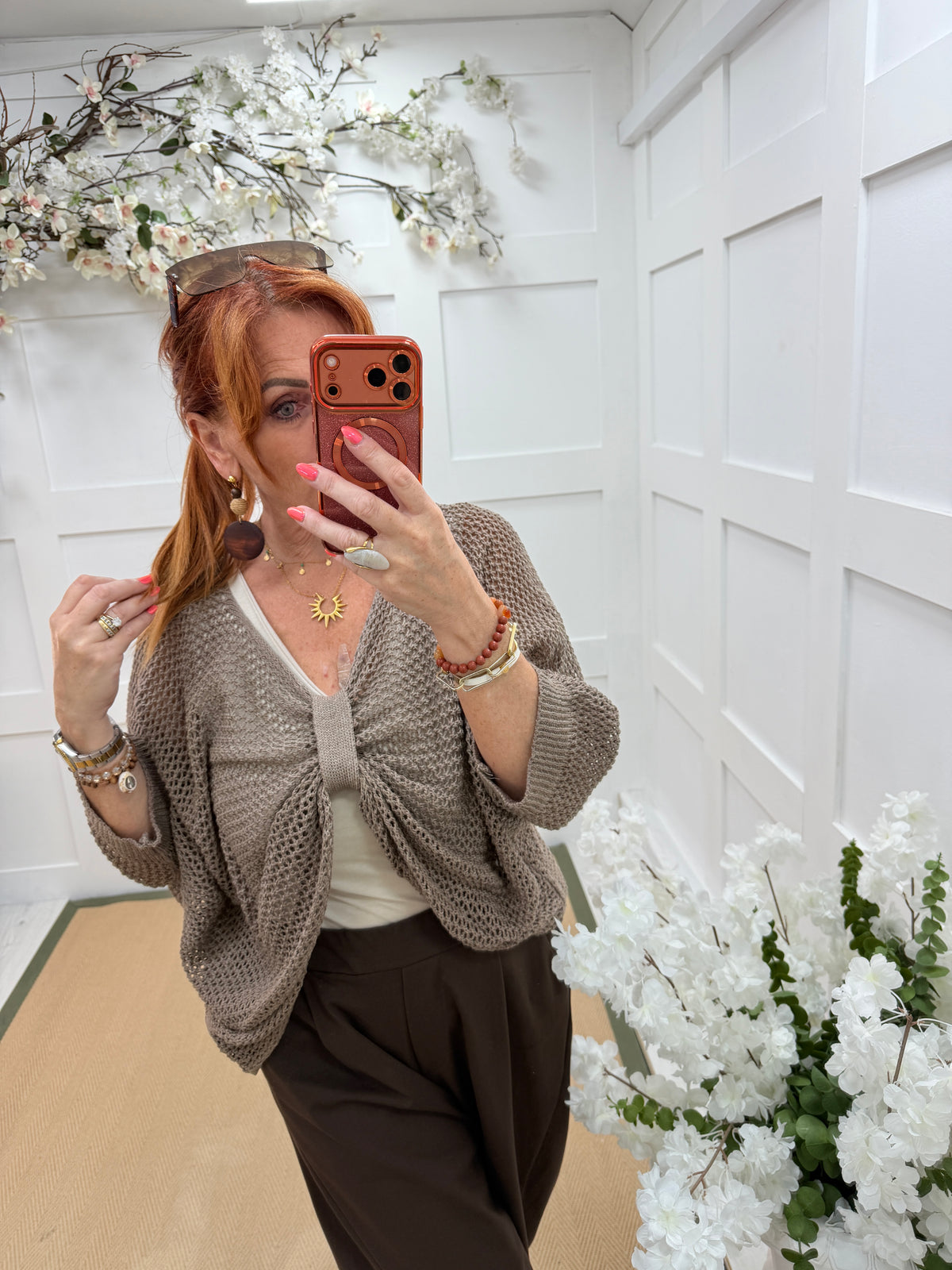 Jamie: 3 way open knit wrap top. Free size: Various colours