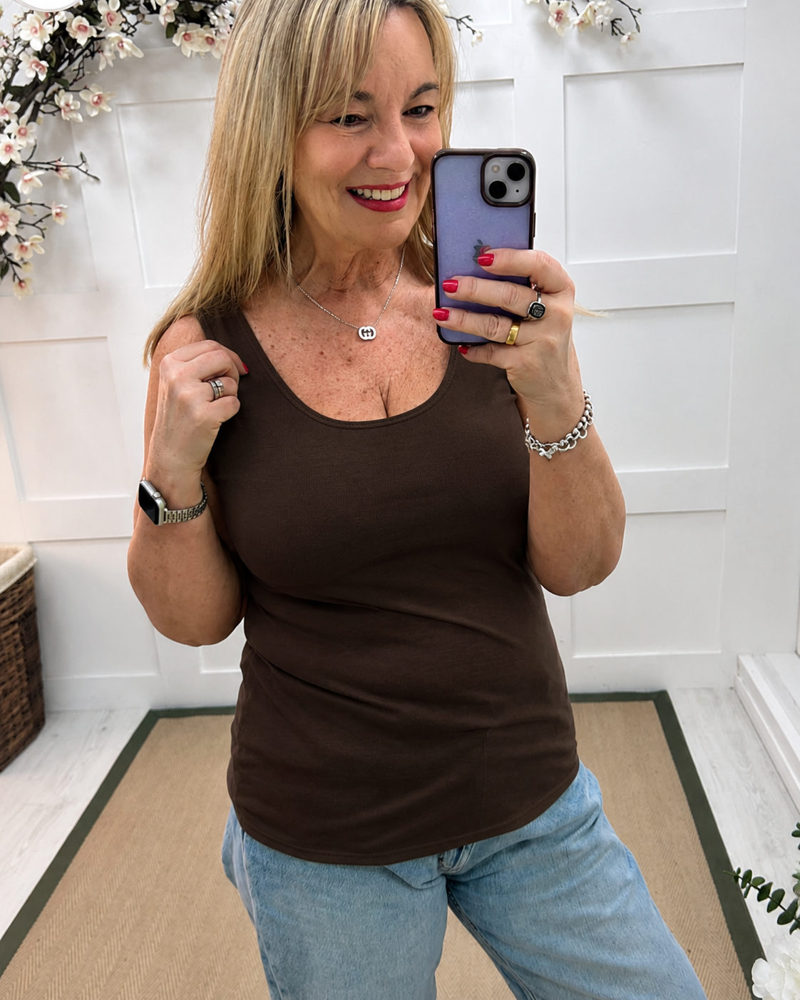 Abigail: Stretchy basic vest top. 2 sizes: Various colours