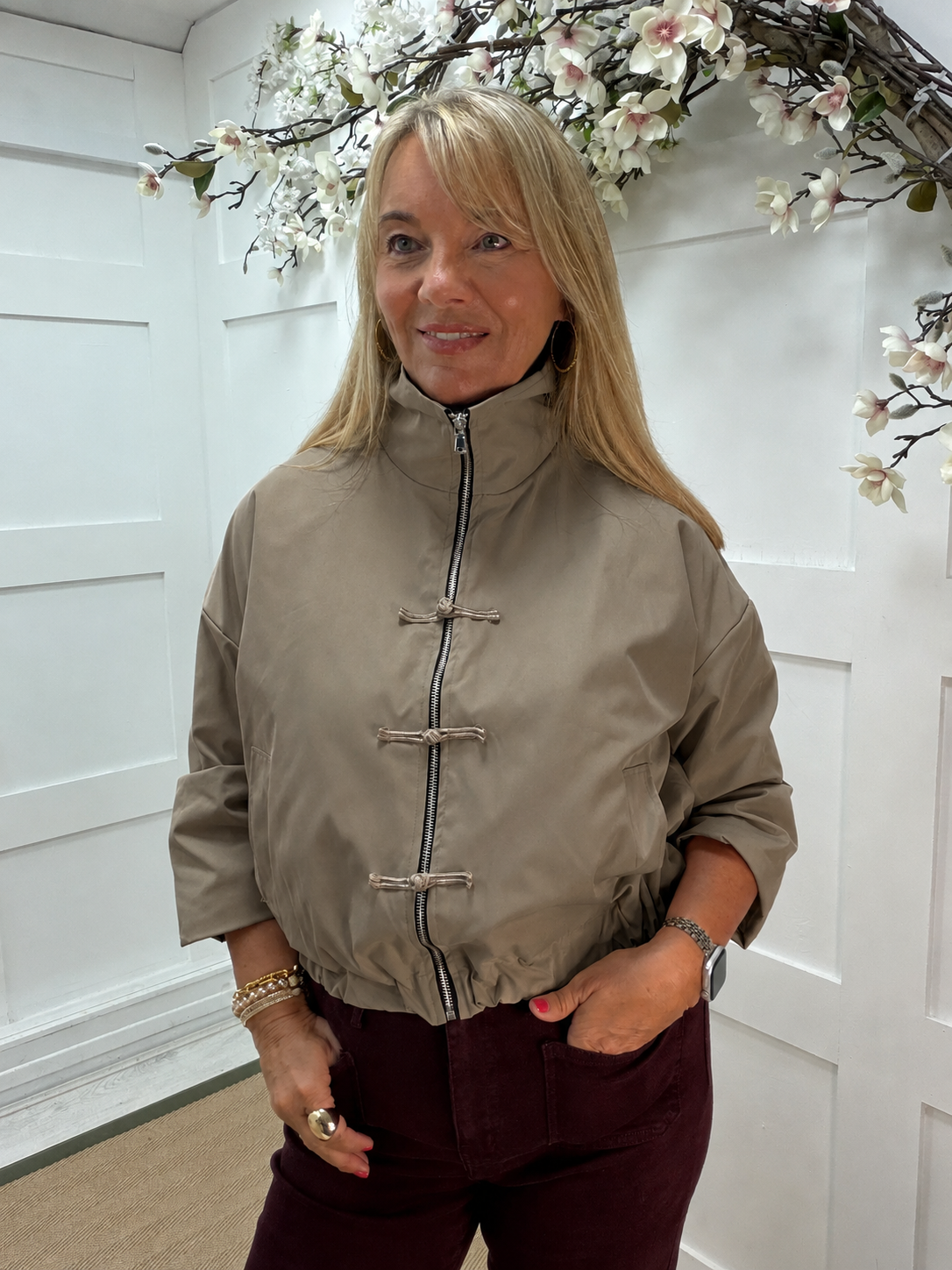 Heidi: Plain showerproof bomber jacket. One size 10-16. 6 colours