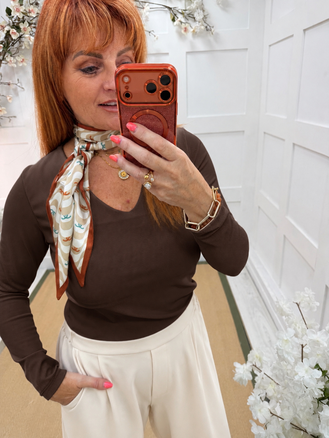 Viki: V neck ribbed long sleeve top. One size: 10-14. 3 colours