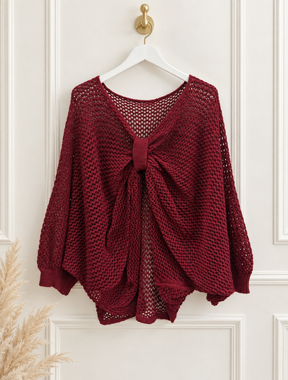 Jamie: 3 way open knit wrap top. Free size: Various colours