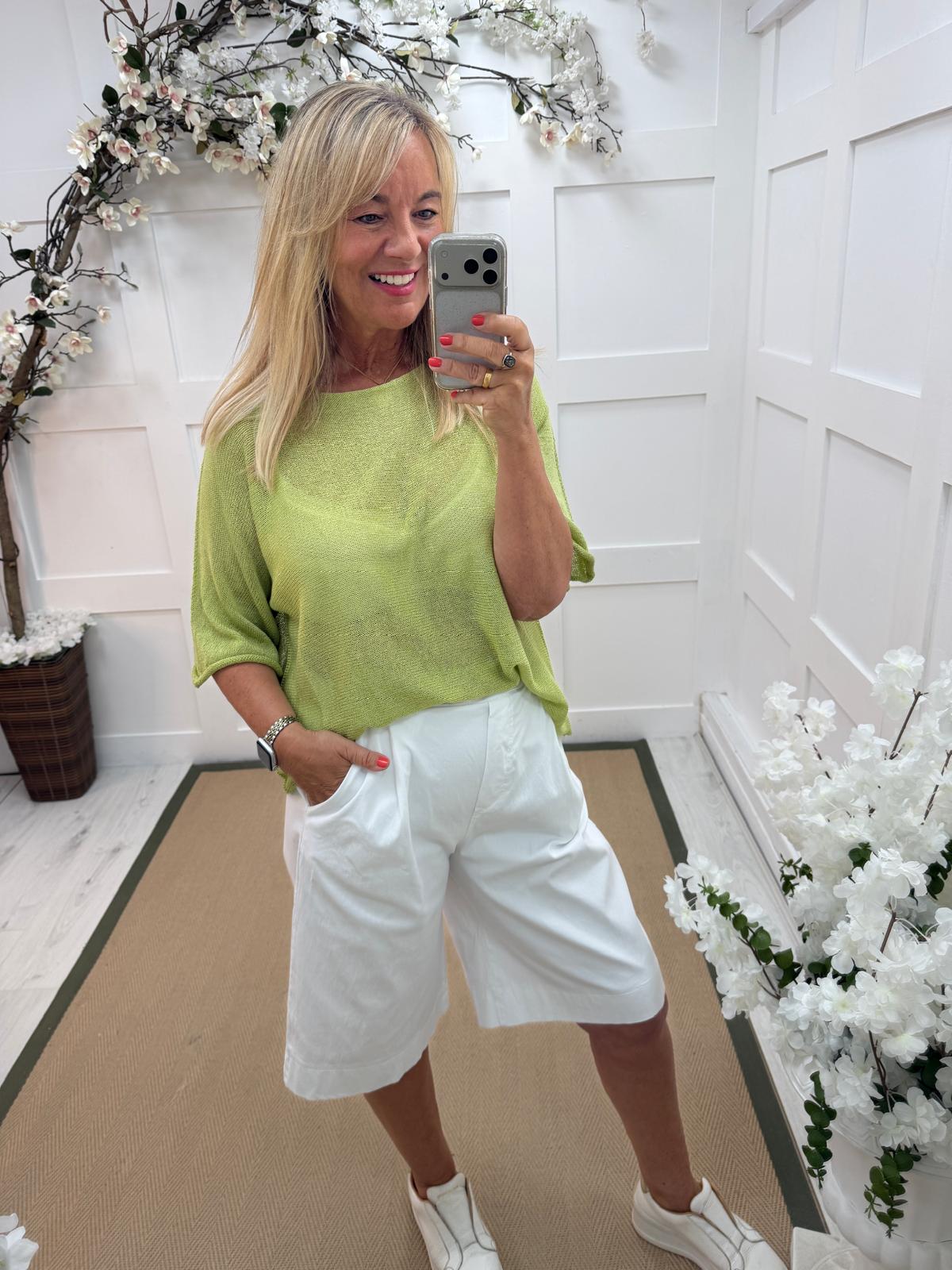 Leonie: Light weight fine knit short sleeve top. One size: 12-18. 12 colours