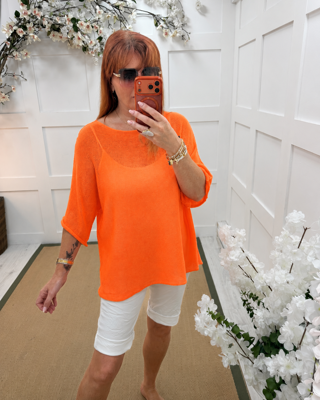 Leonie: Light weight fine knit short sleeve top. One size: 12-18. 12 colours