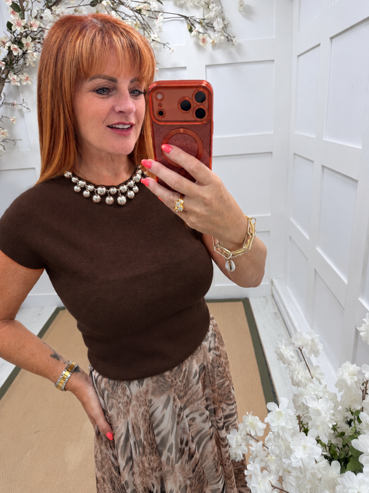 Christy: Chunky silver beaded sleeveless top. 2 sizes. 2 colours