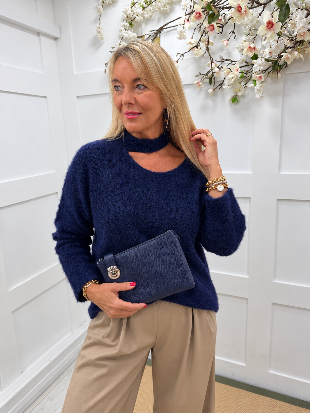 Sloane: Slash neck knit top. One Size: 12-18. 6 colours