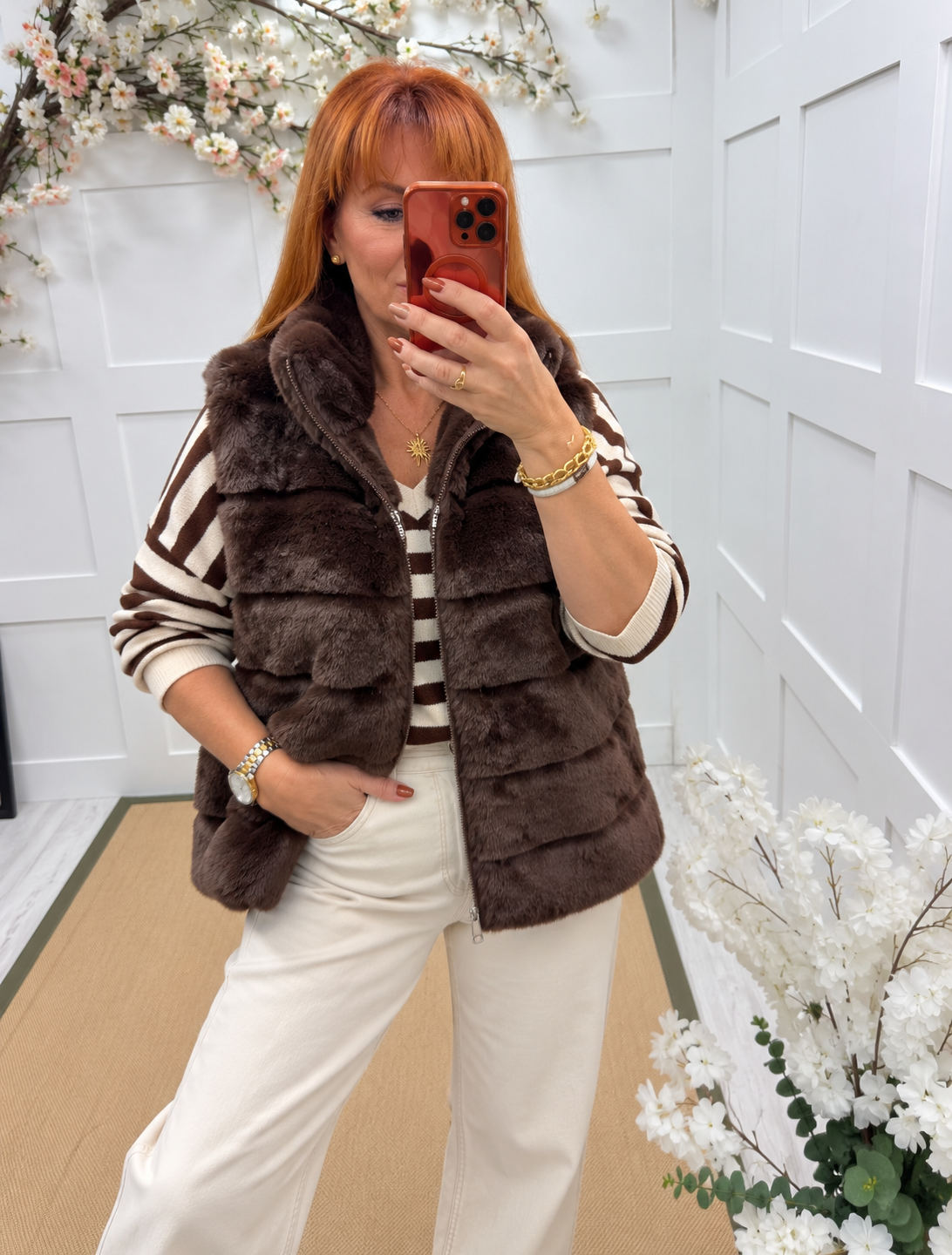 Kizzy: Faux fur gilet. 3 colours One size 8-14