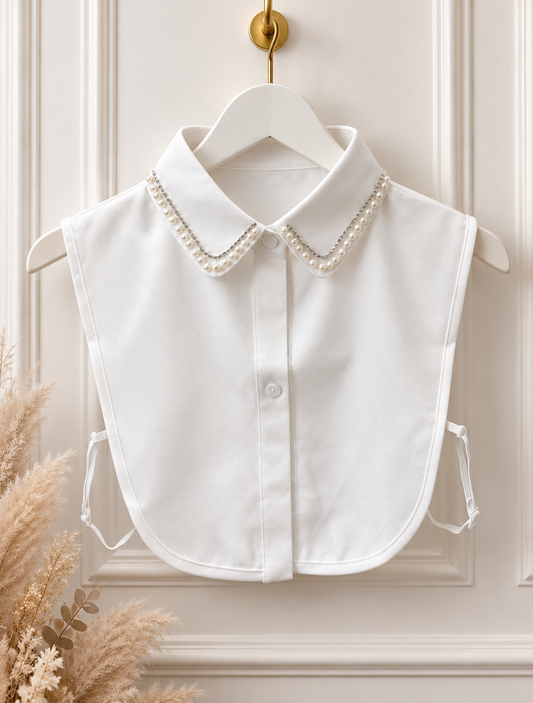 Saz: White pearl & diamanté collar