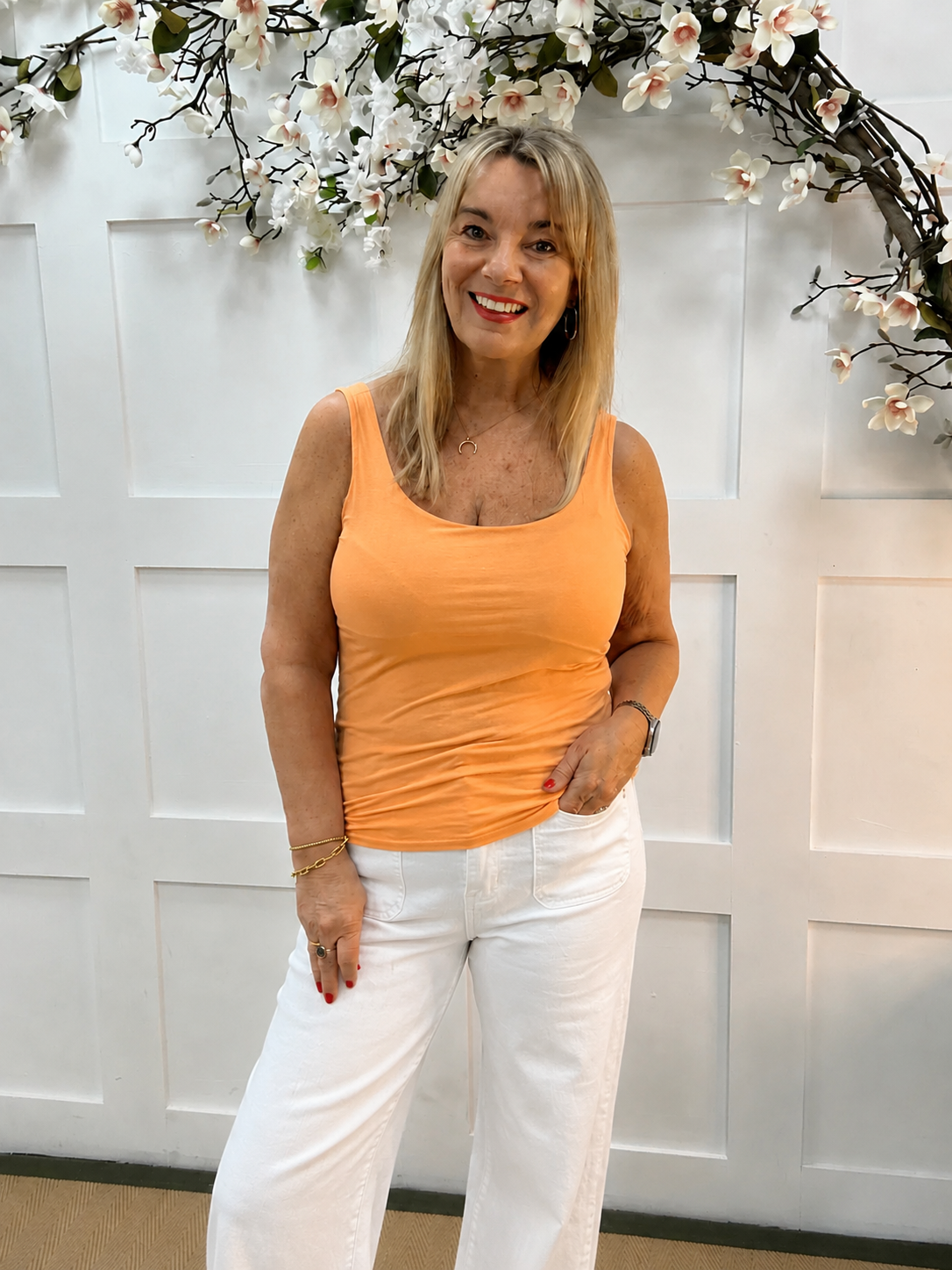Abigail: Stretchy basic vest top. 2 sizes: Various colours