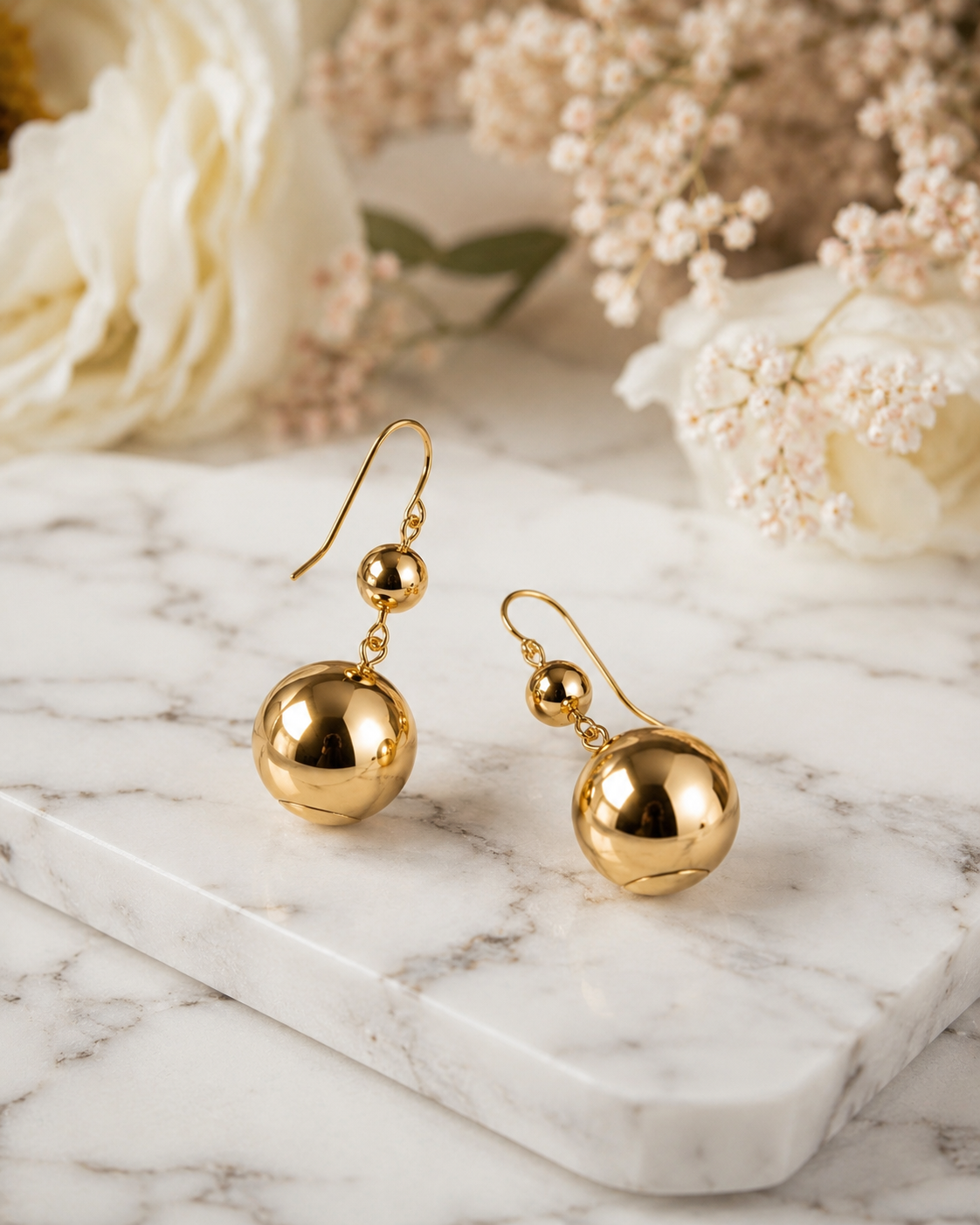 Luna: Double ball drop earrings