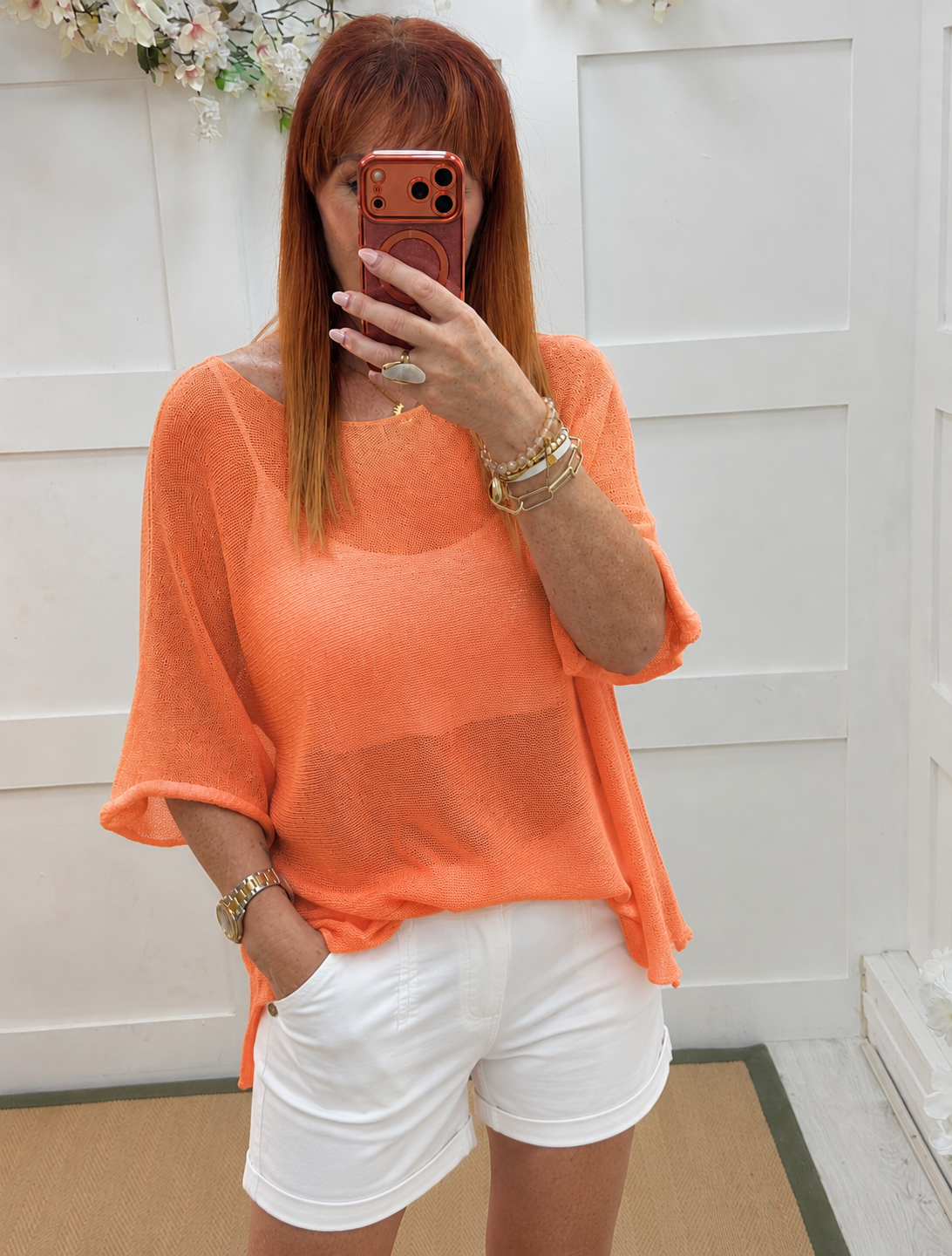 Leonie: Light weight fine knit short sleeve top. One size: 12-18. 12 colours