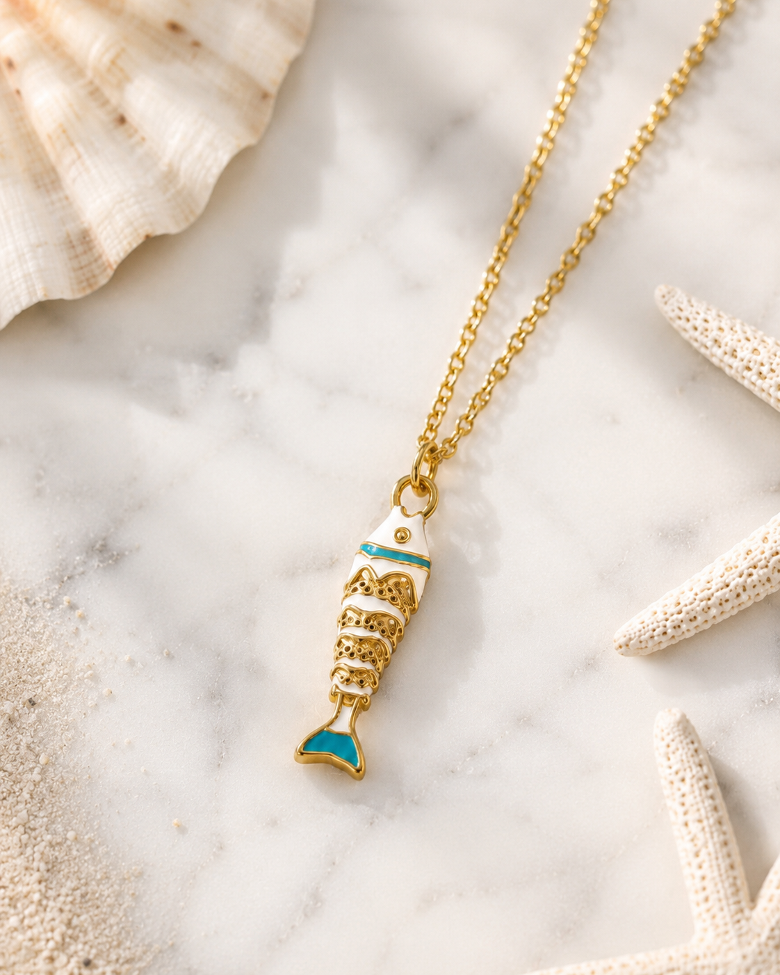 Ariel: 18k gold plated fish necklace. 3 colours