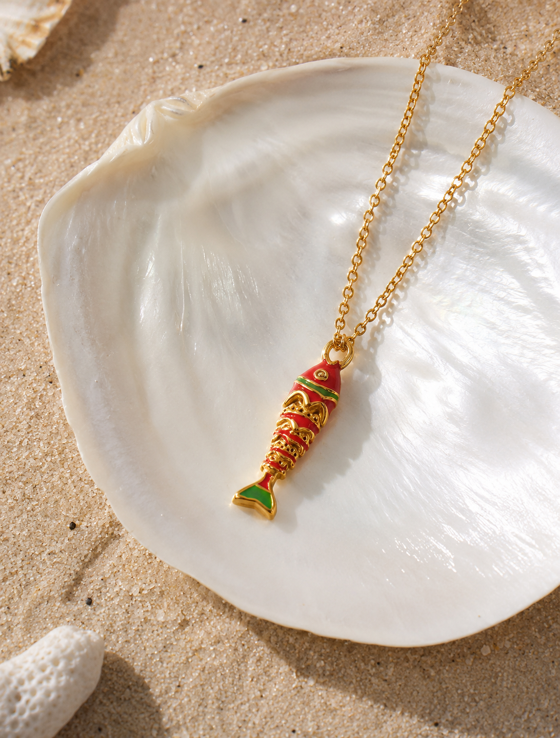 Ariel: 18k gold plated fish necklace. 3 colours