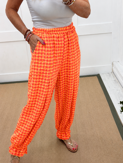Gemma: Gingham balloon bloomer leg trousers. One size: 8-16. 3 colours