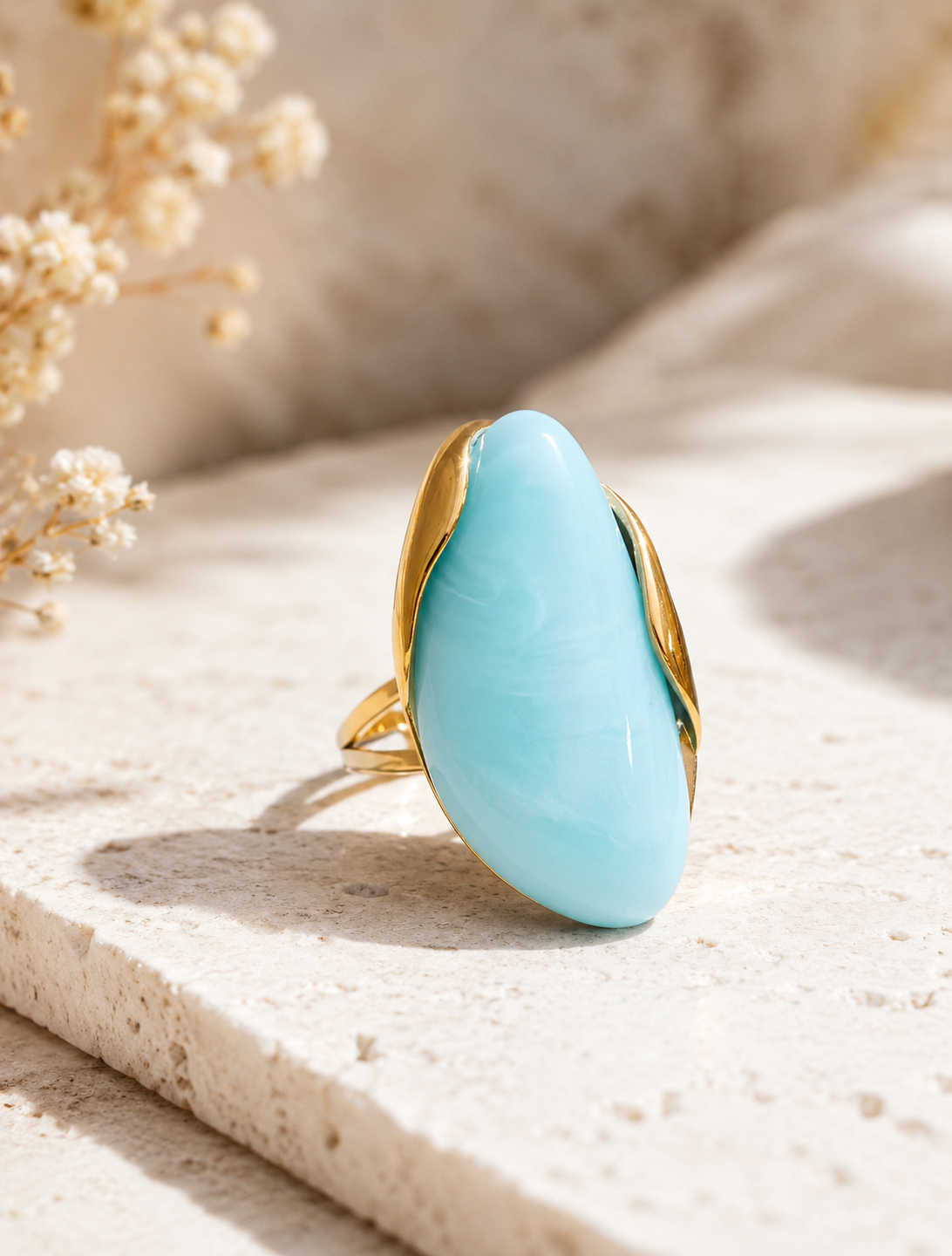 Ophelia: Gold & resin statement ring. 3 colours