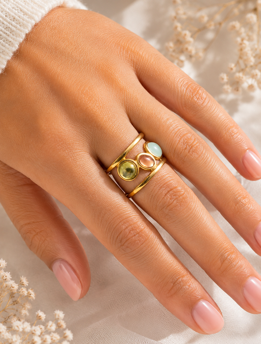 Sorbet: Gold multi stone statement ring.
