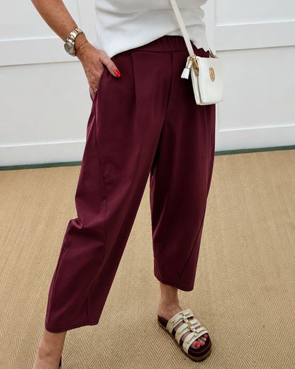 Billie: Barrel leg trousers with pockets. One size: 10-18. 6 colours