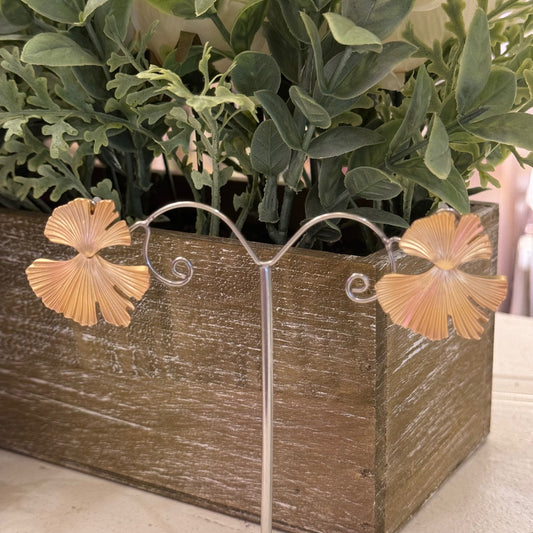Joanie: Matt gold ginkgo leaf earrings