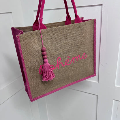 Hattie: Pink hessian shopper bag