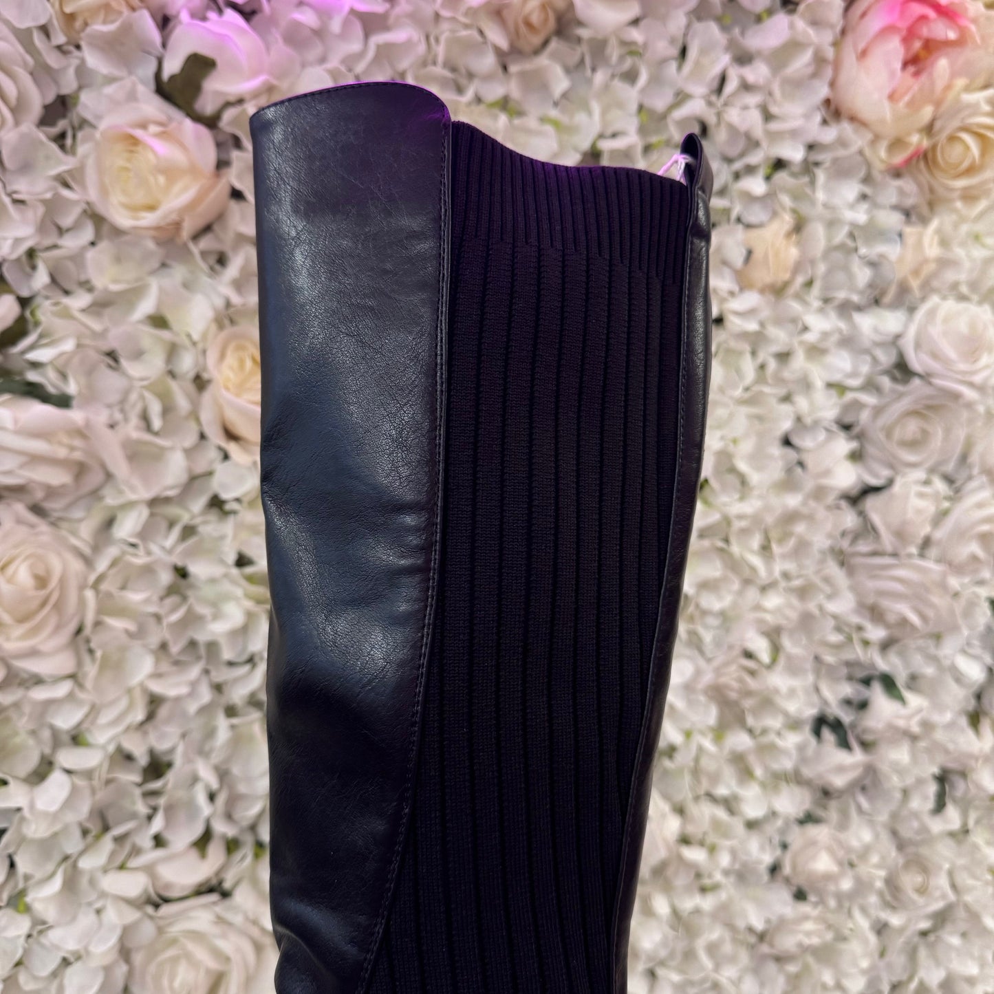 Trova Black stretchy knee high boots