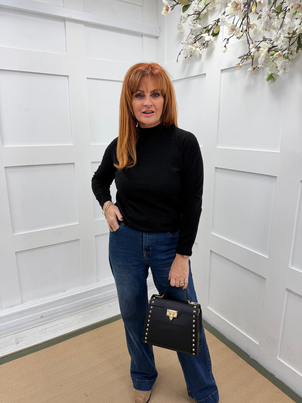 Kacey: Long sleeve fine cable knit top. One size: 10-16. 3 colours