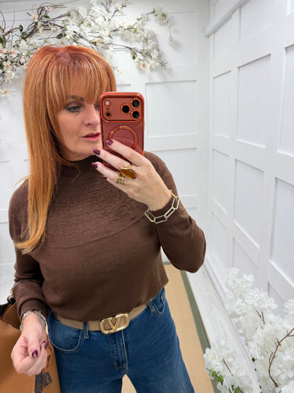 Kacey: Long sleeve fine cable knit top. One size: 10-16. 3 colours