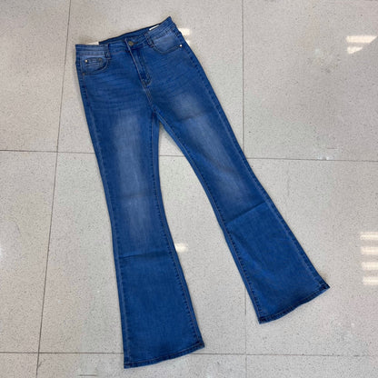 Neris: Blue high waist bootcut jeans. Sizes 8-16