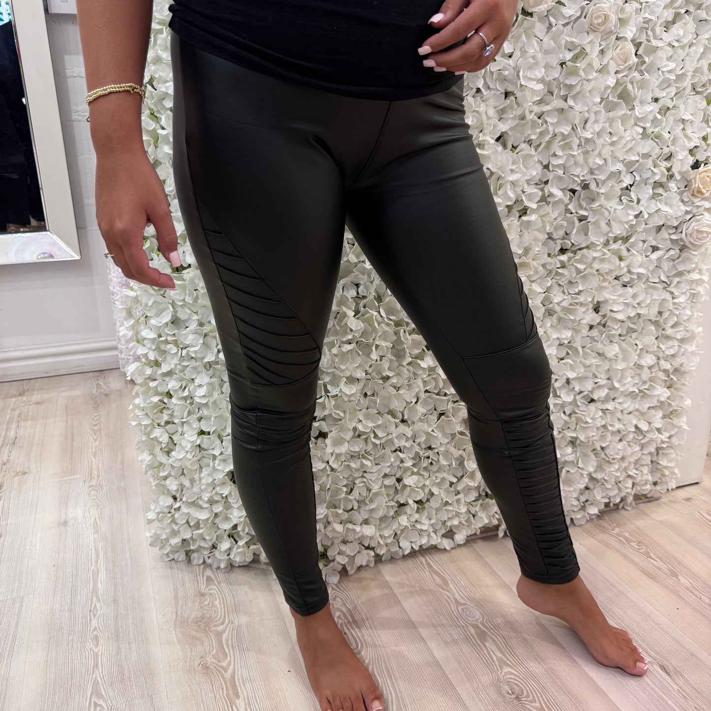 Brianna: Faux leather biker leggings. 3 sizes.