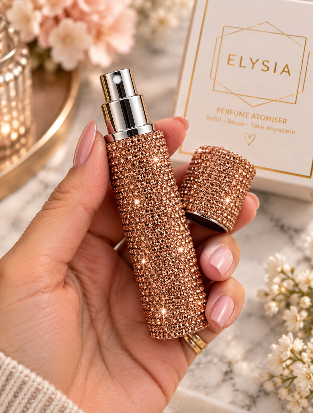 Crystal refillable perfume atomiser-10ml. Various colours