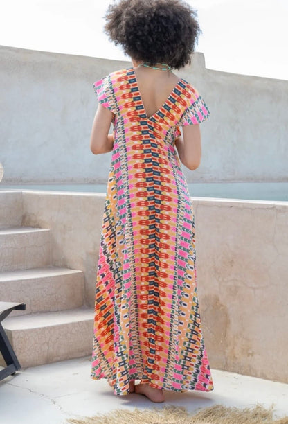 Athens: Printed pocket maxi dress. One size 16-24.