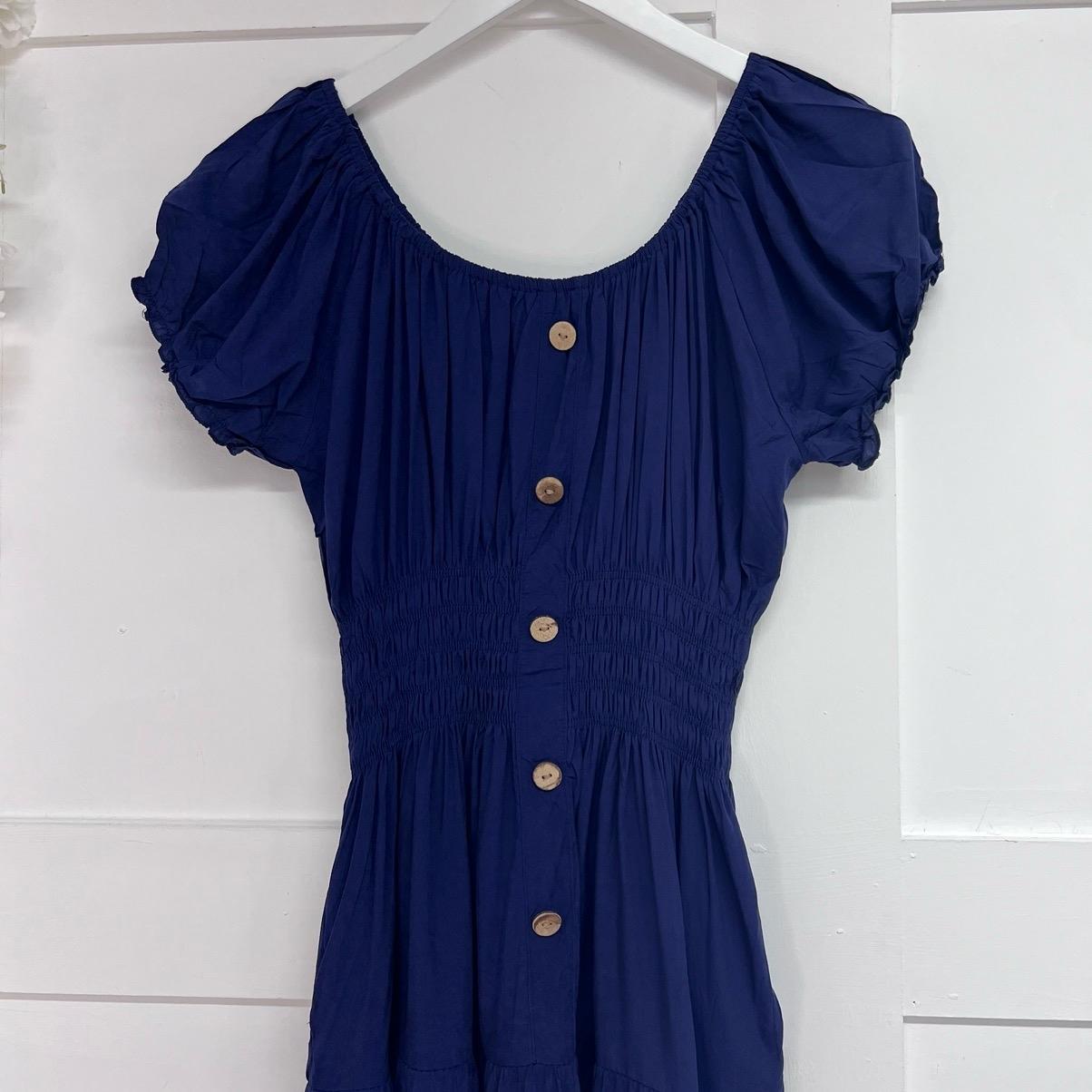 Polly: Midi length pocket bardot dress. One size 10-20